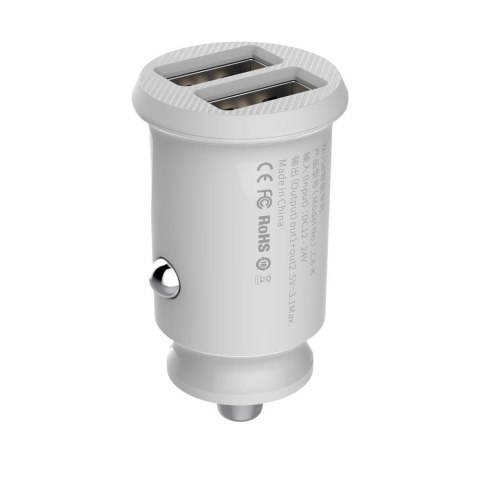 Mini ładowarka samochodowa do telefonu 2x USB Grain Car Charger biały
