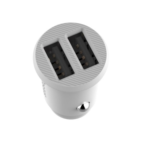 Mini ładowarka samochodowa do telefonu 2x USB Grain Car Charger biały