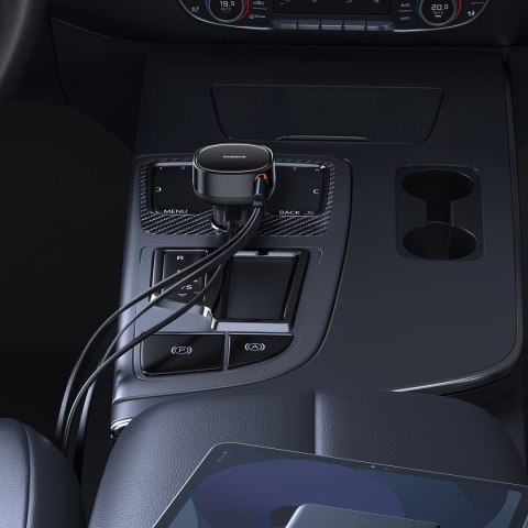 Ładowarka samochodowa z USB-C i ze zwijanym kablem USB-C iPhone 60W czarny