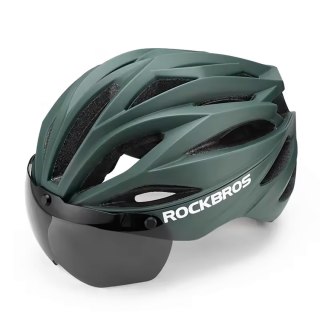 Kask rowerowy z szybką odpinanymi okularami z filtrem UV unisex - zielony