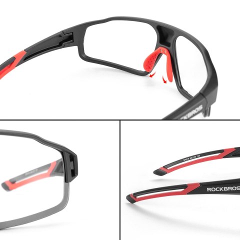 Okulary rowerowe fotochromowe UV400 z etui SP216BK - czarno-czerwone