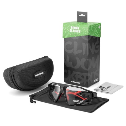 Okulary rowerowe fotochromowe UV400 z etui SP216BK - czarno-czerwone