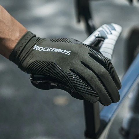 Rękawiczki rowerowe amortyzujące rozmiar L - zielono-czarne ROCKBROS