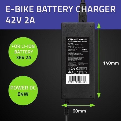 Ładowarka do baterii roweru elektrycznego 36V | 42V | 2A | 5.5*2.1