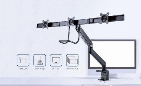 Ramię regulowane na 3 monitory 17 - 27 cali 6kg