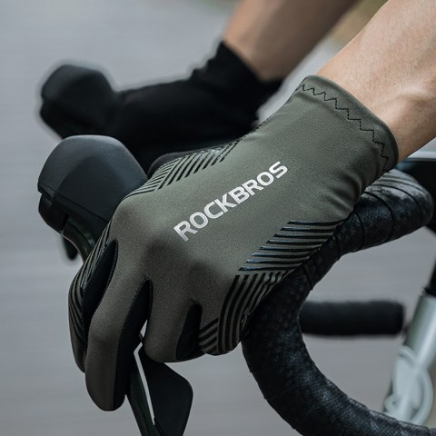Rękawiczki rowerowe amortyzujące pełne rozmiar XXL - zielone ROCKBROS