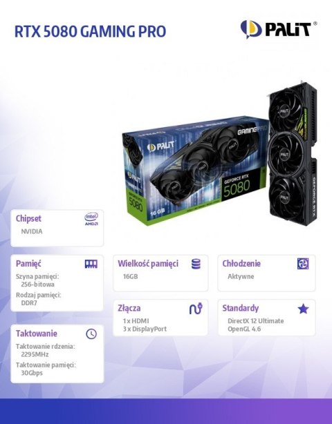 Karta graficzna GeForce RTX 5080 GAMING PRO 16GB GDDR7 256bit 3DP/HDMI