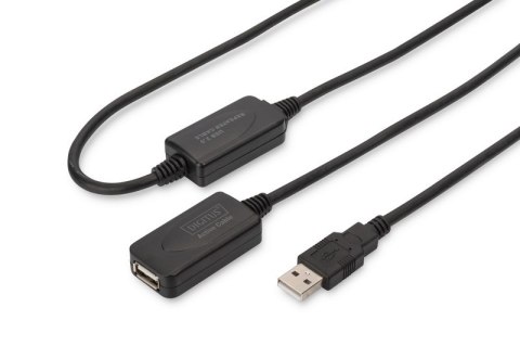Kabel przedłużający USB 2.0 HighSpeed Typ USB A/USB A M/Ż aktywny 20m Czarny Digitus