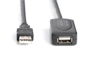 Kabel przedłużający USB 2.0 HighSpeed Typ USB A/USB A M/Ż aktywny 20m Czarny Digitus