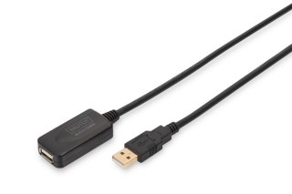 Przedłużacz/Extender USB 2.0 HighSpeed Typ USB A/USB A M/Ż aktywny, czarny 5m Digitus