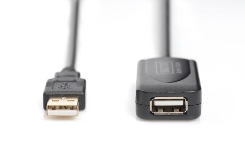 Przedłużacz/Extender USB 2.0 HighSpeed Typ USB A/USB A M/Ż aktywny, czarny 5m Digitus