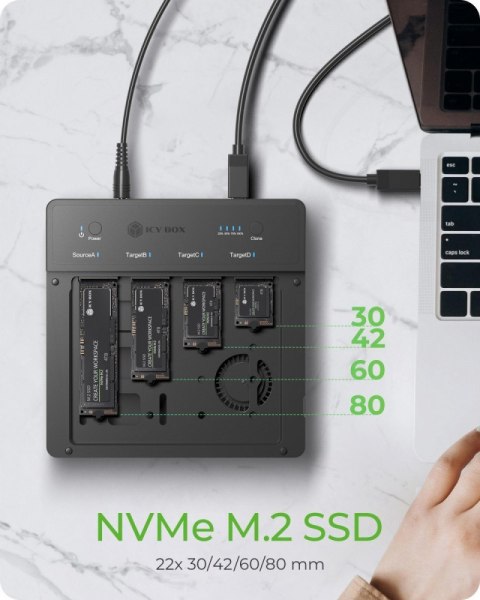 Duplicator (klonowanie 1:3) dla NVMe M.2 SSD IB-4013MCL-C4 4-Bay USB4