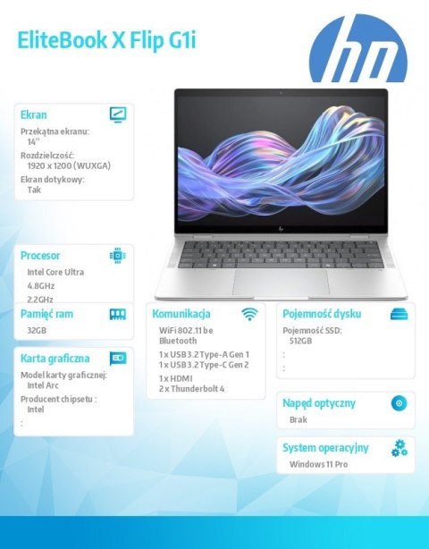 Laptop EliteBook X Flip G1i U7 258V 512GB/32GB/W11P/14.0 B9ZX4ET