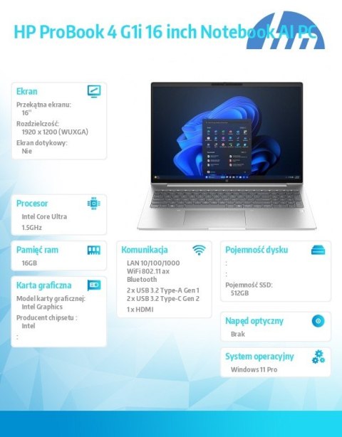 Laptop ProBook 4 G1i U5-225U 512GB/16GB/W11P/16.0 C51LSET