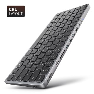 Klawiatura HMC-KB-CRL USB-C 5Gbps z wieloportowy hub 9in1, SD/microSD, 3x USB-A, HDMI 4K/60Hz, PD 100W, Audio, Cyrillic layout, 