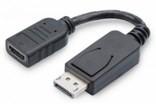 Kabel adapter Displayport z zatrzaskiem 1080p 60Hz FHD Typ DP/HDMI A M/Ż czarny 0,15m Digitus