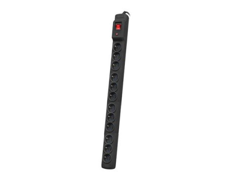 Listwa przeciwprzepięciowa M12/16A Rack 19'' 1.5m czarna (12 gniazd)