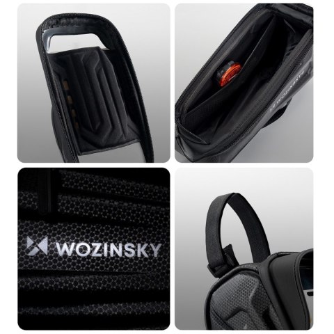 Torba sakwa rowerowa na ramę pancerna z kieszonką na telefon 1.7 l - czarna WOZINSKY