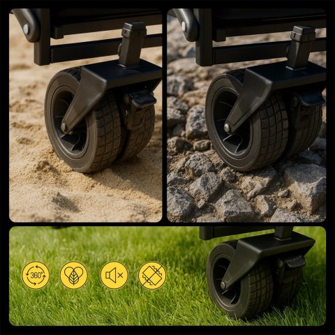 Wózek plażowy turystyczny składany z siatką szerokimi kołami do 100 kg