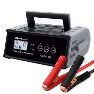 Mikroprocesorowa ładowarka 12V 24V 25A | Prostownik z funkcją naprawy do akumulatora AGM GEL SLA | LCD