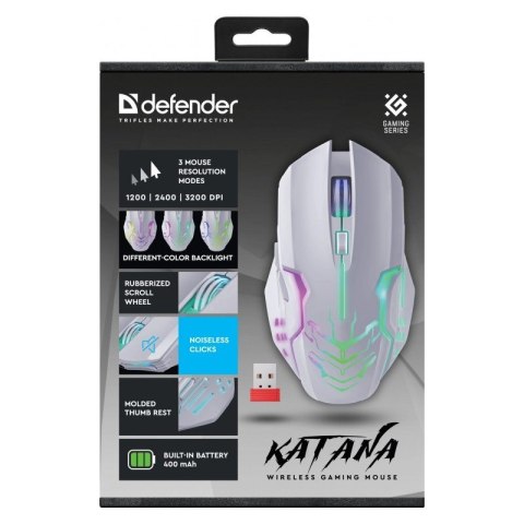Mysz gamingowa bezprzewodowa KATANA RF 3200DPI 7P Biała