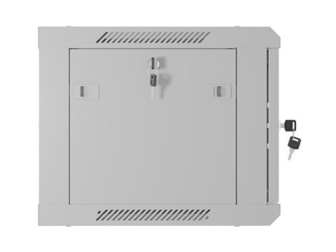 Szafa instalacyjna rack wisząca 19 cali 6U 600x450 drzwi perforowane (flat pack) szara