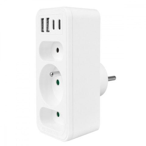 Rozdzielacz na 3 gniazda MCE248 F/W 2xUSB-A 2xUSB-C biały