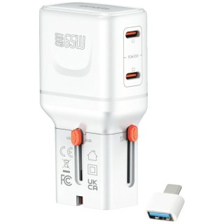 Ładowarka podróżna World Travel 65W USB-C + USB-A Biała