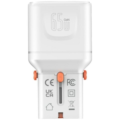 Ładowarka podróżna World Travel 65W USB-C + USB-A Biała