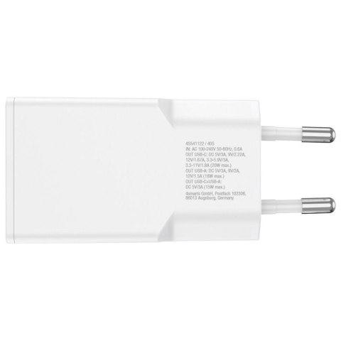 Ładowarka sieciowa PDPlug 20W GaN + USB-C + USB-A + kabel USB-C 1,5m Biała
