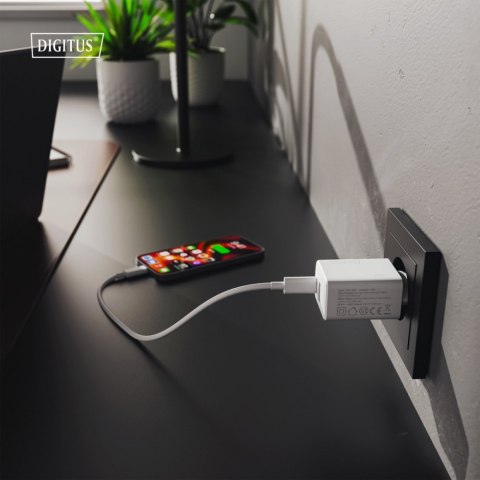 Ładowarka sieciowa 20W | 1x USB-C, 1x USB-A | PD 3.0, QC 3.0 | Biała