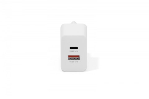 Ładowarka sieciowa 20W | 1x USB-C, 1x USB-A | PD 3.0, QC 3.0 | Biała