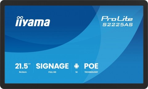 Monitor 21.5 cala ProLite S2225AS-B1 IPS,FHD,A14,24/7,RJ45,500cd2, USB-C,2x5W,iiSignage, WI-FI