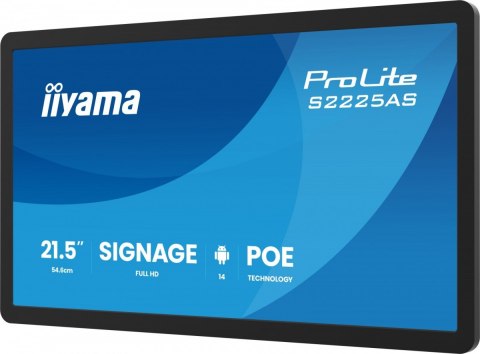 Monitor 21.5 cala ProLite S2225AS-B1 IPS,FHD,A14,24/7,RJ45,500cd2, USB-C,2x5W,iiSignage, WI-FI