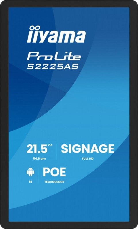 Monitor 21.5 cala ProLite S2225AS-B1 IPS,FHD,A14,24/7,RJ45,500cd2, USB-C,2x5W,iiSignage, WI-FI