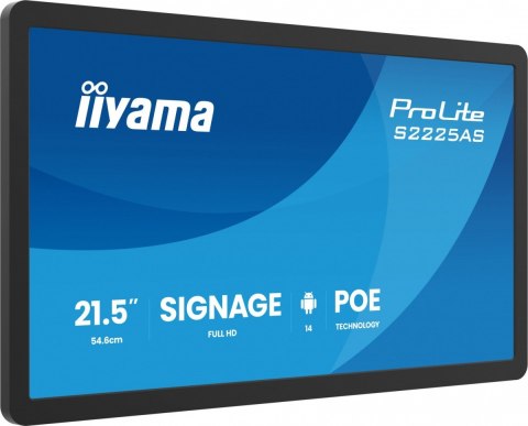 Monitor 21.5 cala ProLite S2225AS-B1 IPS,FHD,A14,24/7,RJ45,500cd2, USB-C,2x5W,iiSignage, WI-FI