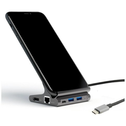Podstawka tablet/smartphone 7w1 DeX 2xUSB-C/ 2xUSB-A/ HDMI/SD/ microSD/ RJ45
