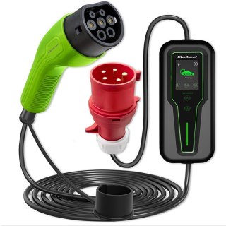Mobilna ładowarka do samochodu elektrycznego EV z regulacją 2w1 Typ2 | 7kW | CEE 3 PIN | 230V | LCD | Przenośna | Wallbox | 5m