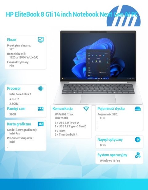 Laptop EliteBook 8 G1i U7-258V 1TB/32GB/W11P/14.0 C51G2ET
