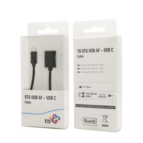 Kabel OTG USB AF - USB C 15cm czarny TB