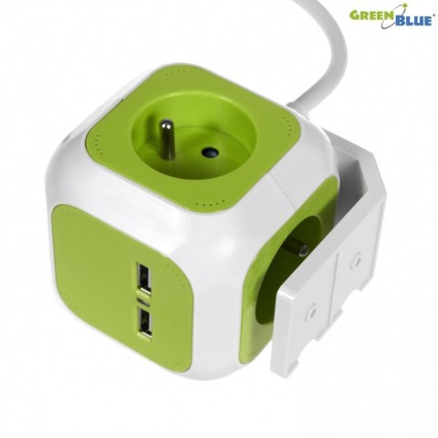 MagicCube poczwórne gniazdko prądowe, 2 wejścia usb 1,4m GB118 GreenBlue