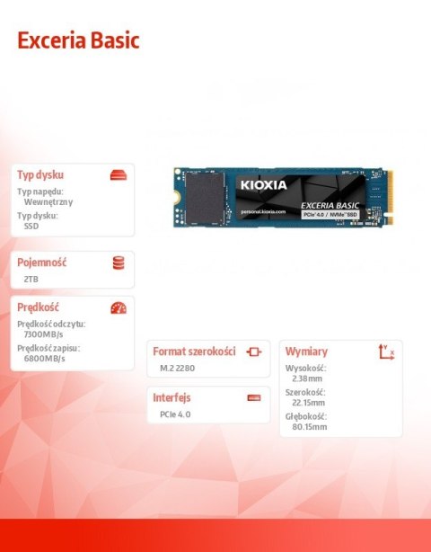 Dysk SSD Exceria Basic 2TB NVMe PCIe 4.0 7300/6800