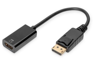 Kabel adapter DisplayPort z zatrzaskiem 1080p 60Hz FHD Typ DP/HDMI A M/Ż 0,2m Czarny Digitus