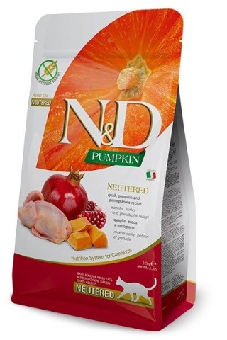 Farmina N&D Pumpkin Neutered sucha karma z przepiórką dla kotów po zabiegu kastracji 5kg