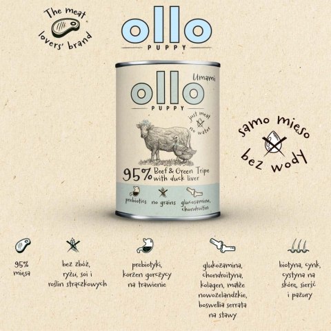 Ollo Puppy Umami Woł. żwacze z Kaczą Wątrobą 400g
