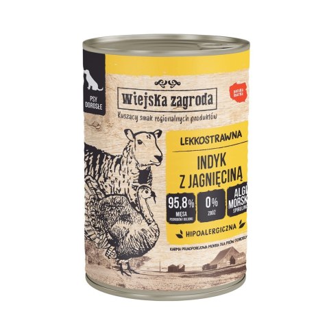 Wiejska Zagroda Indyk z jagnięciną - mokra karma dla psa - 400g