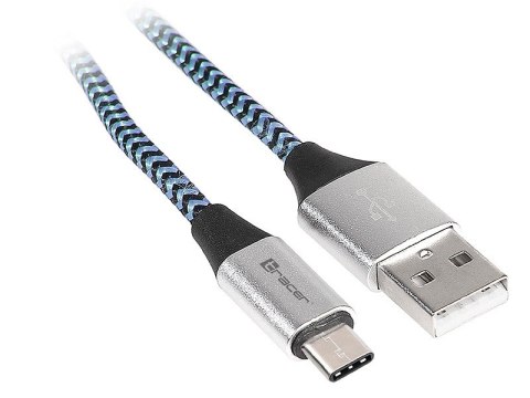 Kabel USB 2.0 Type-C A męski - C męski 1,0m czarno-niebieski Tracer
