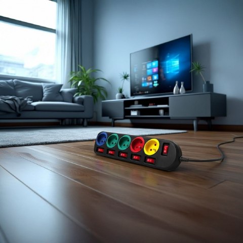 Listwa zasilająca 1,5m przedłużacz 5 gniazd MCE204M Maclean