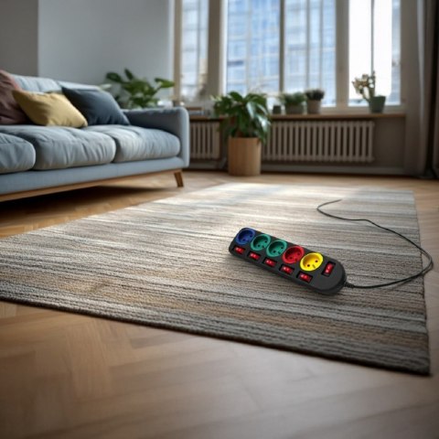 Listwa zasilająca 1,5m przedłużacz 5 gniazd MCE204M Maclean