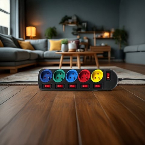 Listwa zasilająca 1,5m przedłużacz 5 gniazd MCE204M Maclean